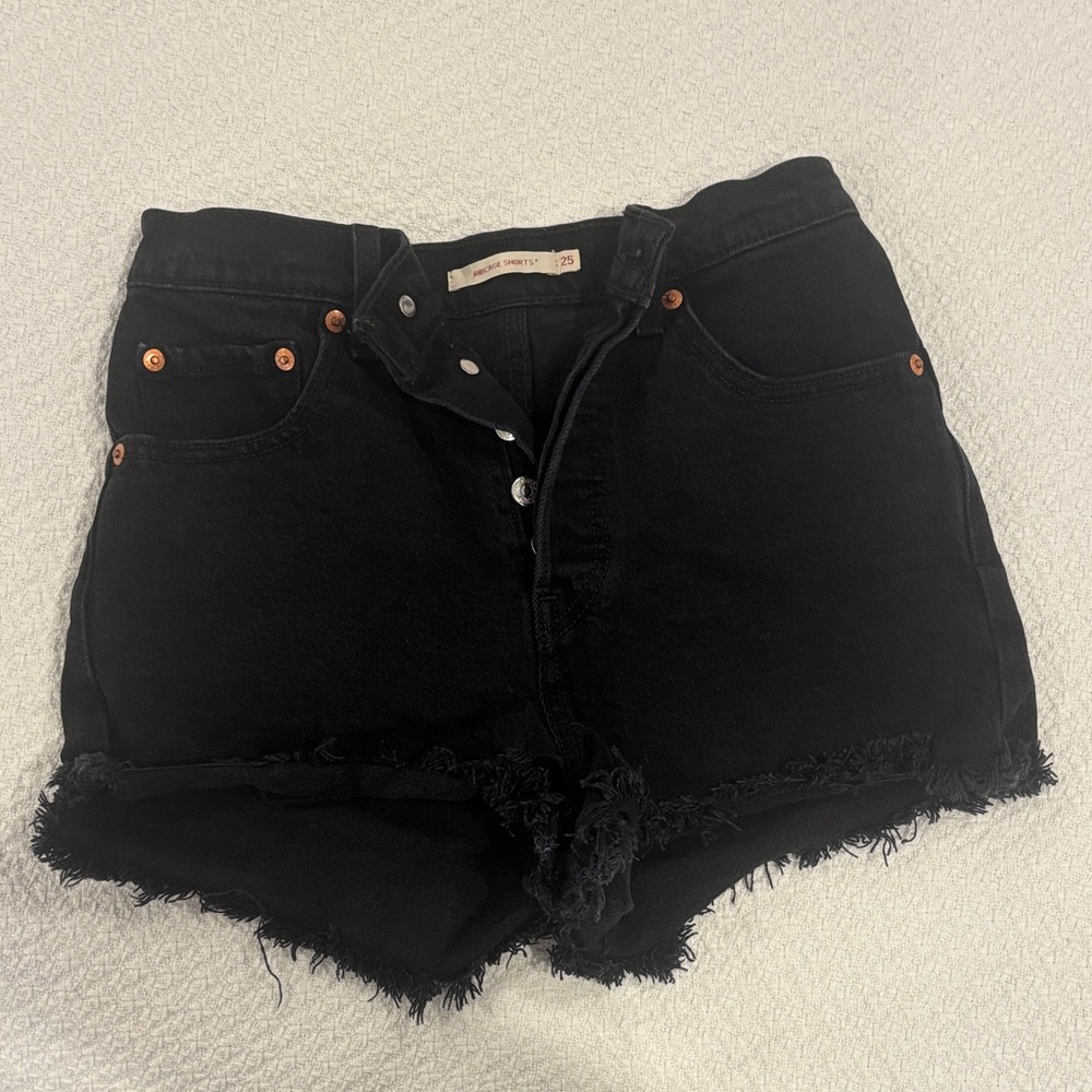 Levi's High Waist Black Denim Shorts